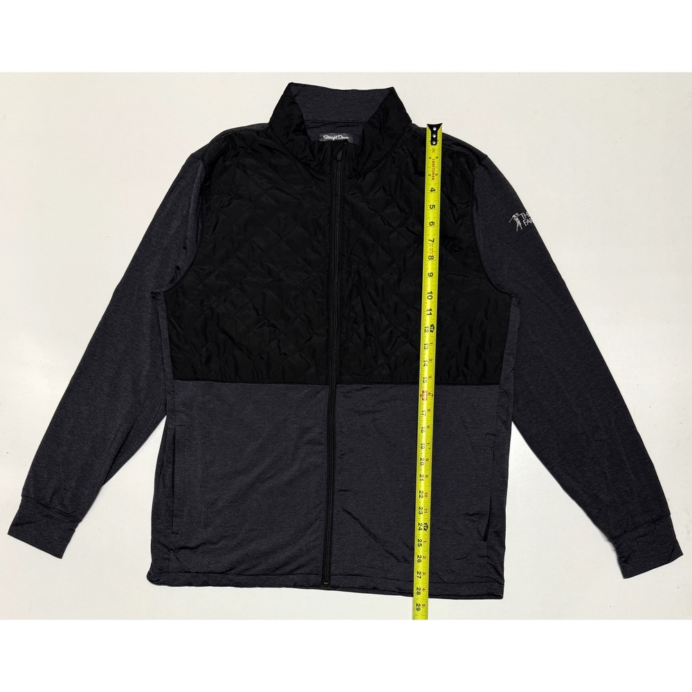 Straight Down Mens Large Full Zip Quilted Hybrid Golf Jacket Black Grey Heather